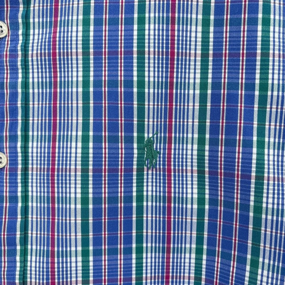 Polo Ralph Lauren Shirt Mens XL‎ Blue Pink Plaid Button Up Tartan Blake Vintage